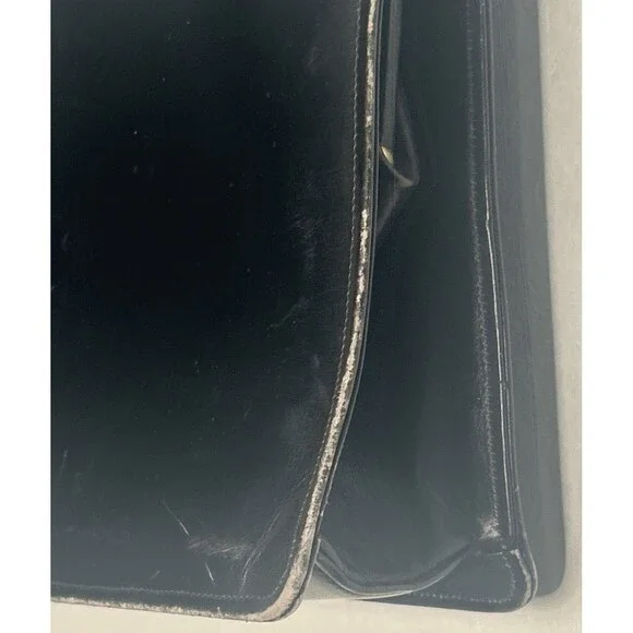 Vintage Saks Fifth Avenue Leather Handbag Purse Made in France Military Badge - Picture 5 of 11